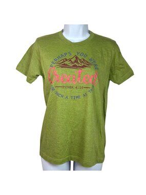 Esther 4:14 Perhaps You Were Created Green Mountain Graphic Tee Women Size Small
